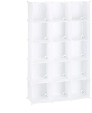 Scaffale modulare in plastica bianca per riporre le scarpe con 15 scomparti guardaroba e ripostiglio (13_0001075_2)