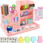 Organizzatore di scrivania, contenitore per penne, scrivania, 5 pezzi, contenitore per penne libero da combinare per bambini, di plastica, contenitore multifunzionale per penne, contenitore per penne per scrivania, ufficio, casa, scuola