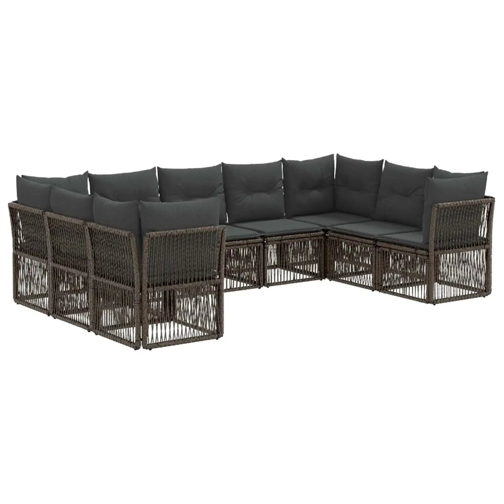 Set Divano da Giardino 9 pcs Grigio polyrattan 3434339