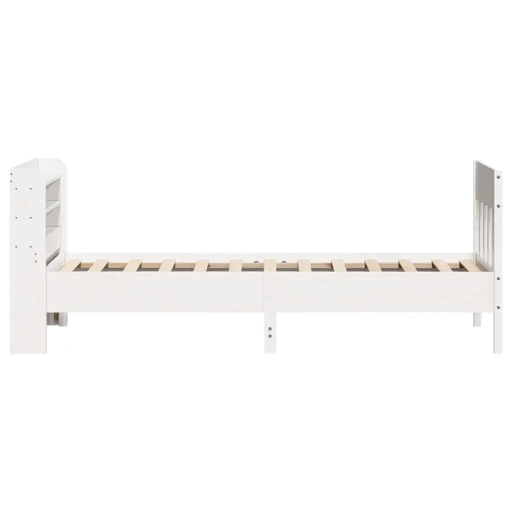 Letto singolo | Letto per adulti | Giroletto senza Materasso Bianco 100x200 cm Legno Massello Pino