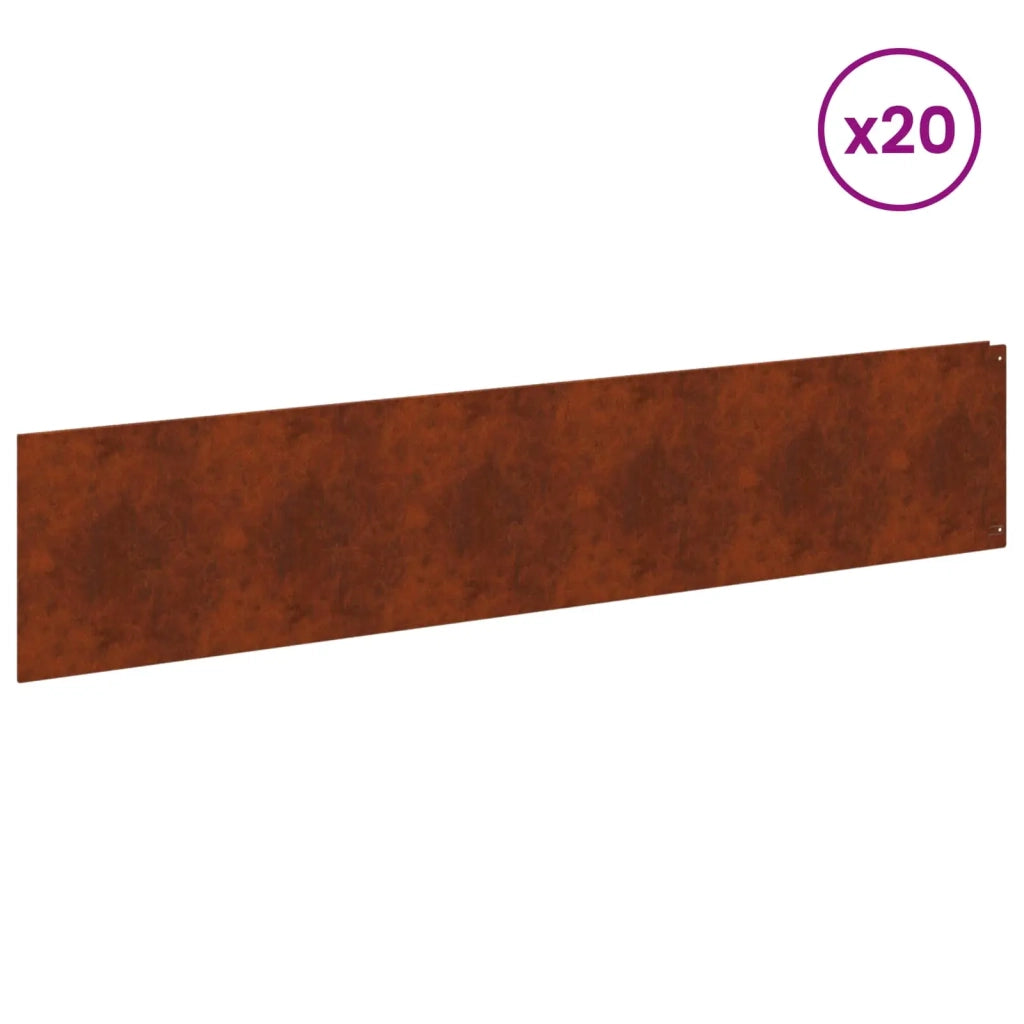 Bordura per Prato 20 pcs 100 x 22 cm Acciaio Ruggine 8008867