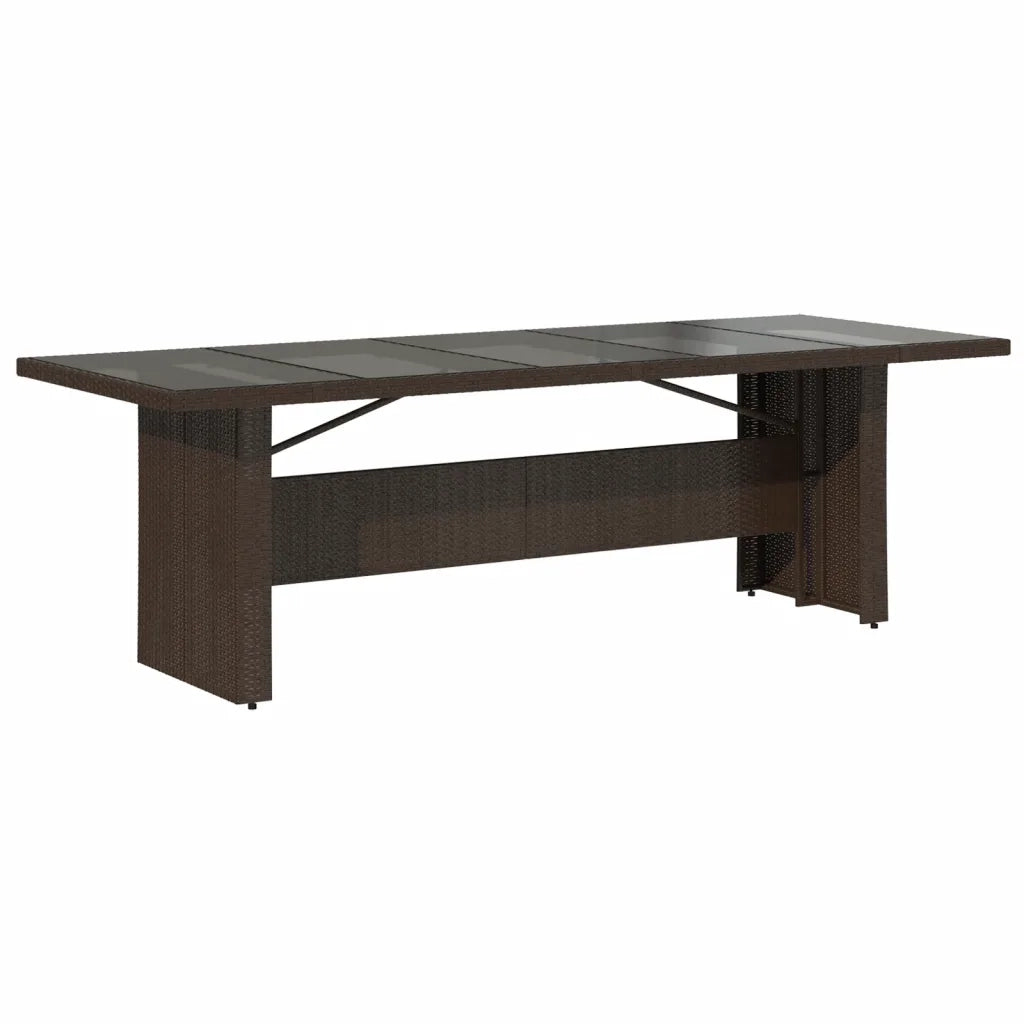 Tavolo Giardino Piano in Vetro Marrone 240x90x75 cm Polyrattan 365598