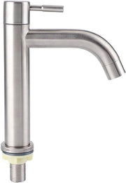 Maniglia a mano per rubinetto d'acqua singola per cucina fredda con maniglia a tiraggio verso il basso laccata a specchio in acciaio inossidabile - rubinetto cucina singola cilindrico per acqua fredda.