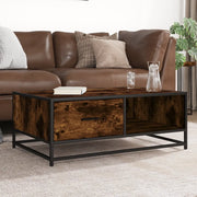 Tavolino-Tavolino da soggiorno-Tavolo Rovere Fumo 90x57x35 cm in Legno Multistrato e Metallo