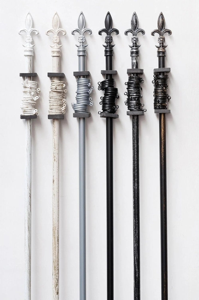 Bastone Tenda Ferro Estendibile 120-210 A Muro Asta Scorritenda Anelli Staffe Nero-Argento