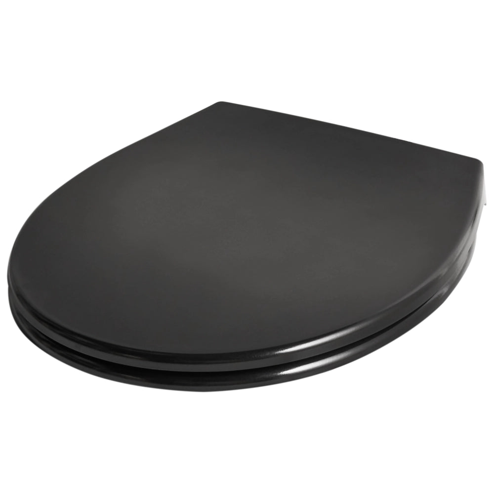 Sedile per wc Duroplast nero 45 x 37 cm Distanza tra i fori 16 cm Chiusura morbida a sgancio rapido Stile minimalista wc bagno