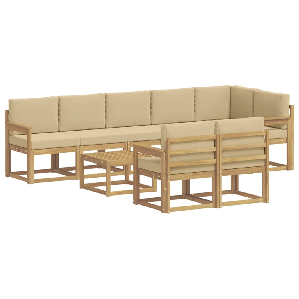 Set di divani da esterno 9 pz Bianco e Beige Poliestere 3387832