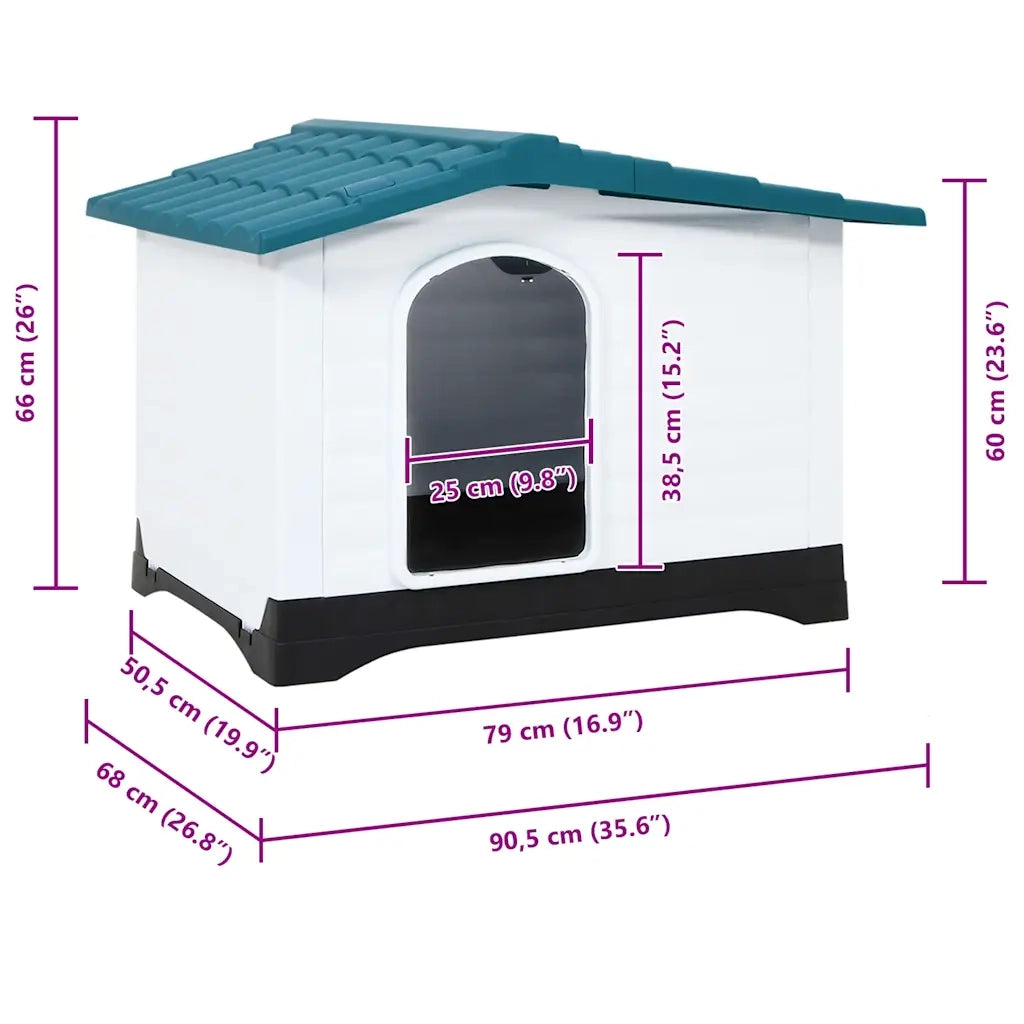 Casetta per Cani Blu 90,5x68x66 cm in Polipropilene CFW7628192