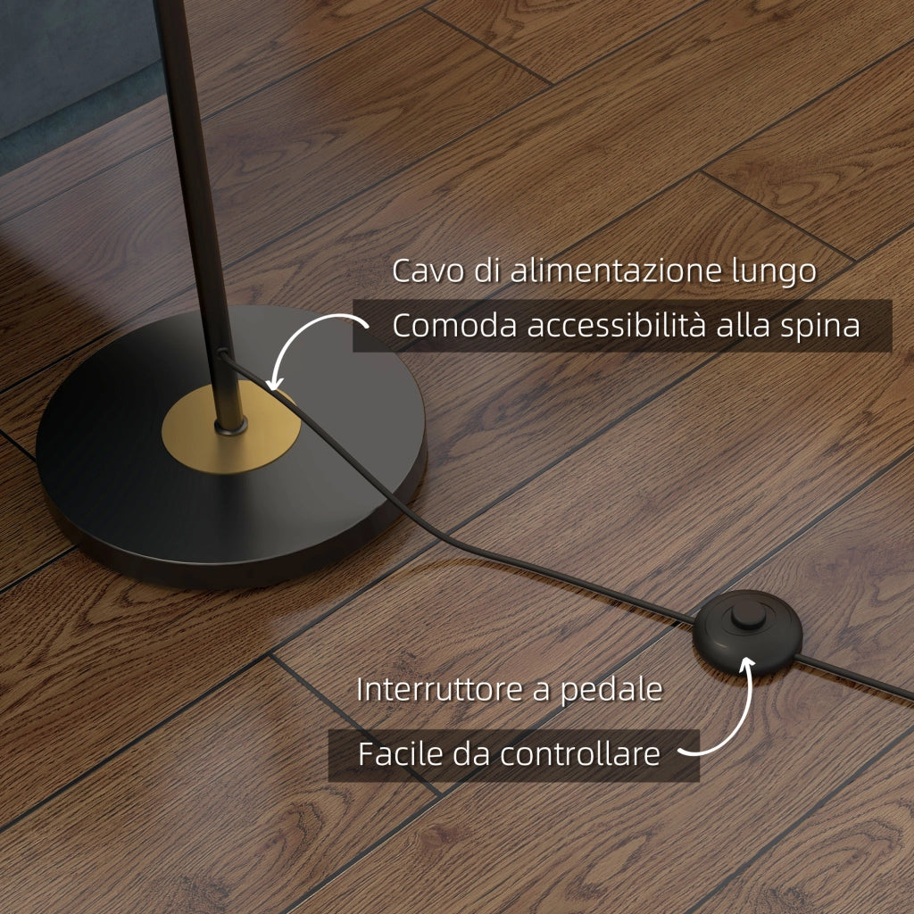 Lampada da Terra in Metallo ad Albero con 3 Paralumi in Vetro, ?36x162 cm, Nero e Grigio