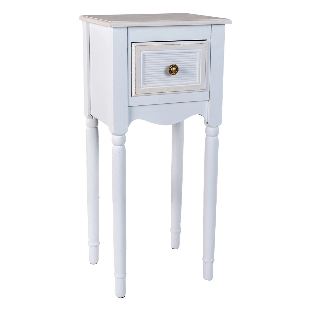 Comodino in legno bianco 33 x 26,5 x 72,5