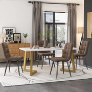 Tavolo da pranzo per 4 persone con 4 sedie in velluto piano effetto marmo in MDF e metallo moderno per cucina marrone
