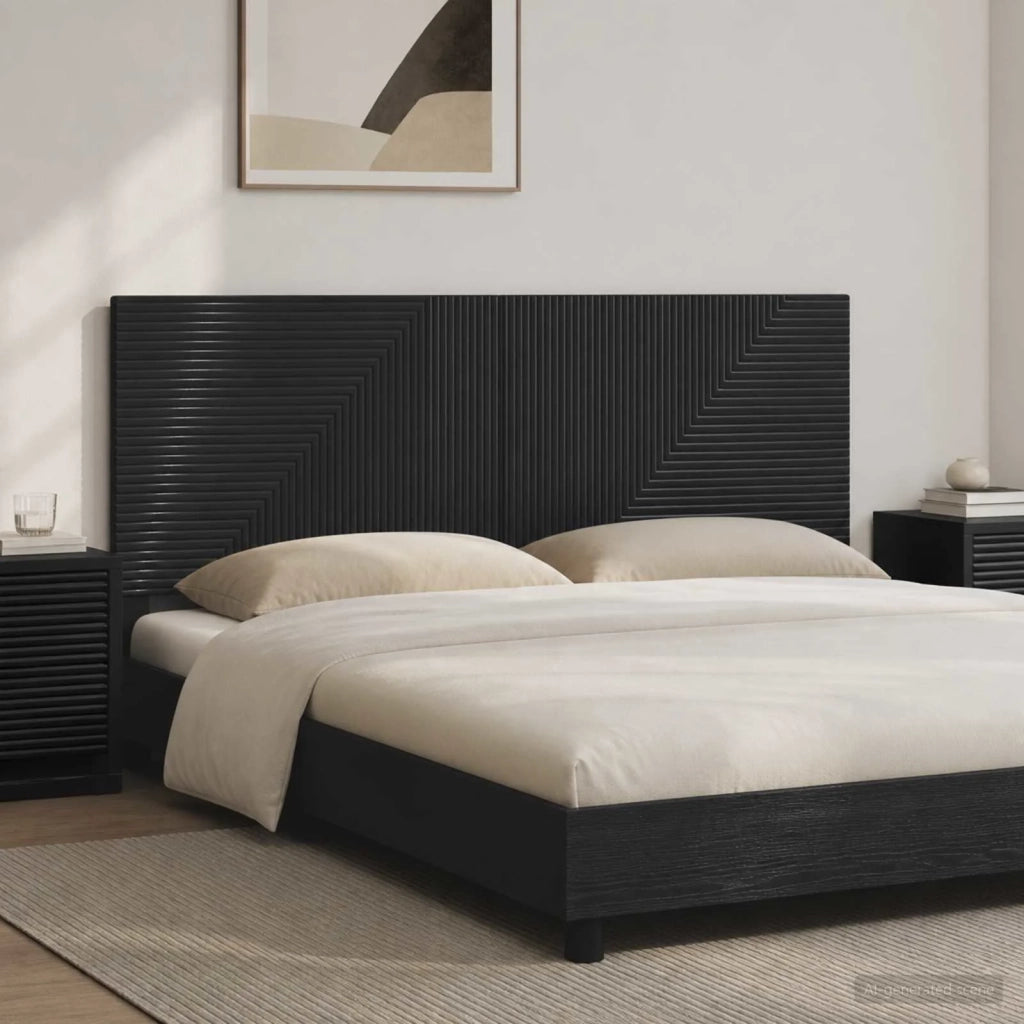 Testiera da Muro HAARLEM Nero Legno ingegnerizzato 896946