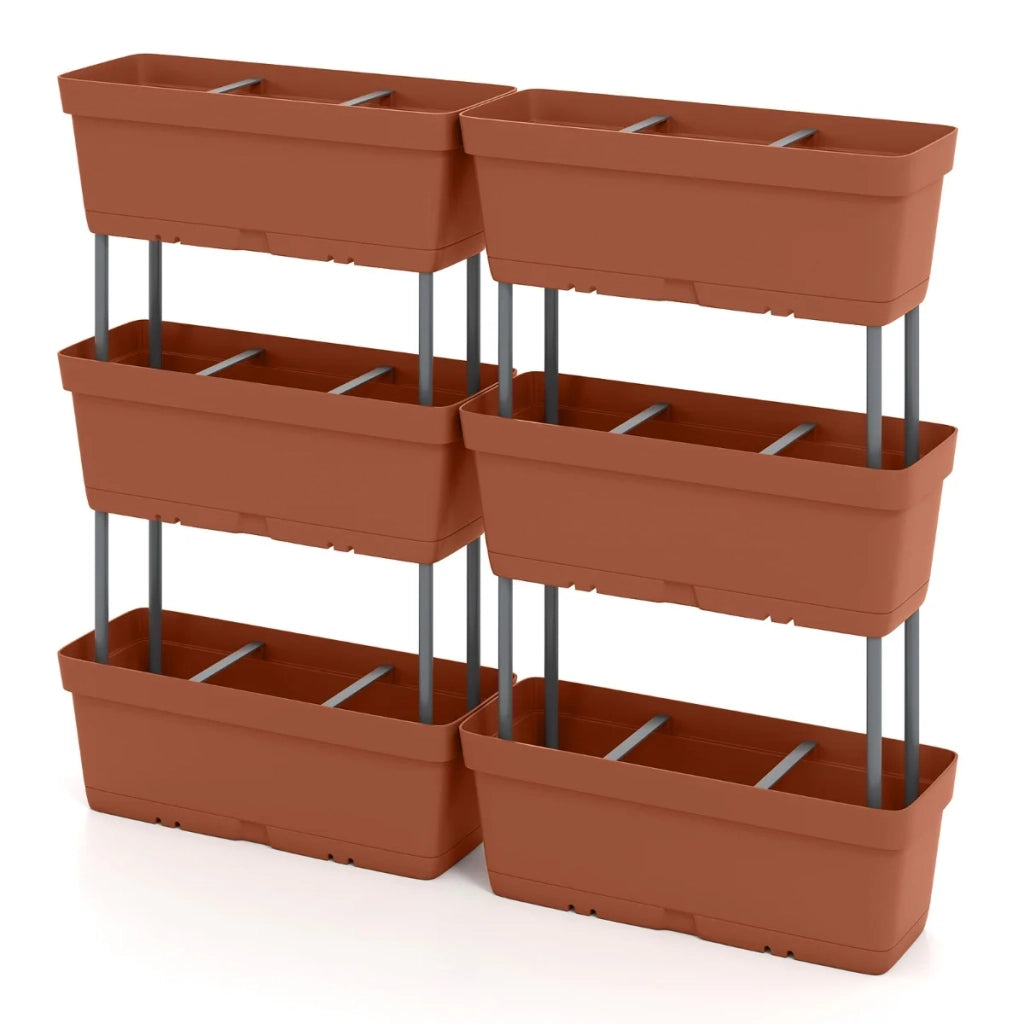 Set di 6 fioriere verticali rialzate 49 x 16 x 81 cm per verdure ed erbe aromatiche design moderno PP rosso 20_0009965