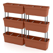 Set di 6 fioriere verticali rialzate 49 x 16 x 81 cm per verdure ed erbe aromatiche design moderno PP rosso 20_0009965