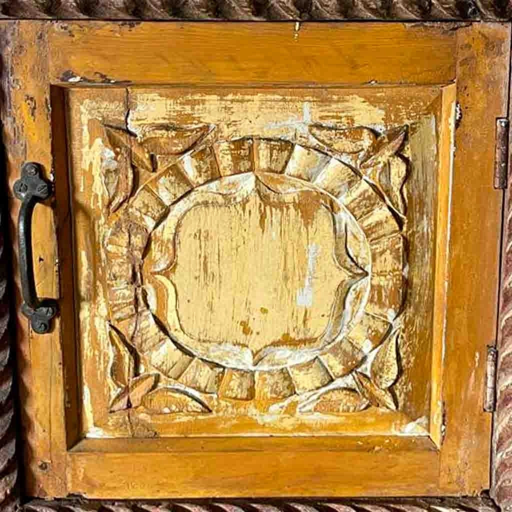 Tavolo in legno finitura artigianale marrone 50x30x56h cm