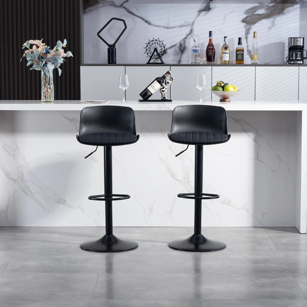 Sgabelli da bar set da 2 girevoli con altezza regolabile schienale ergonomico seduta imbottita in metallo nero