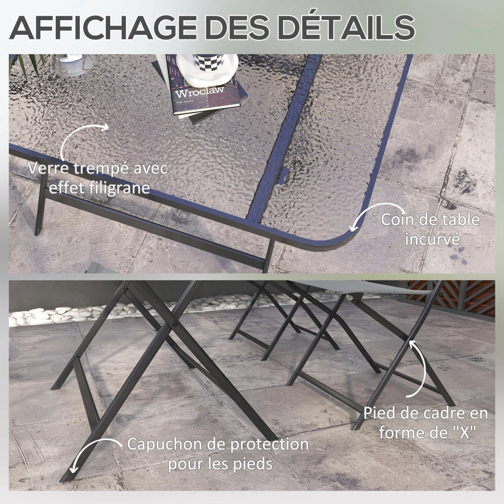 Set tavolo e sedie da giardino 5 pezzi ¨C zephmum ¨C pieghevole, tessilene, grigio