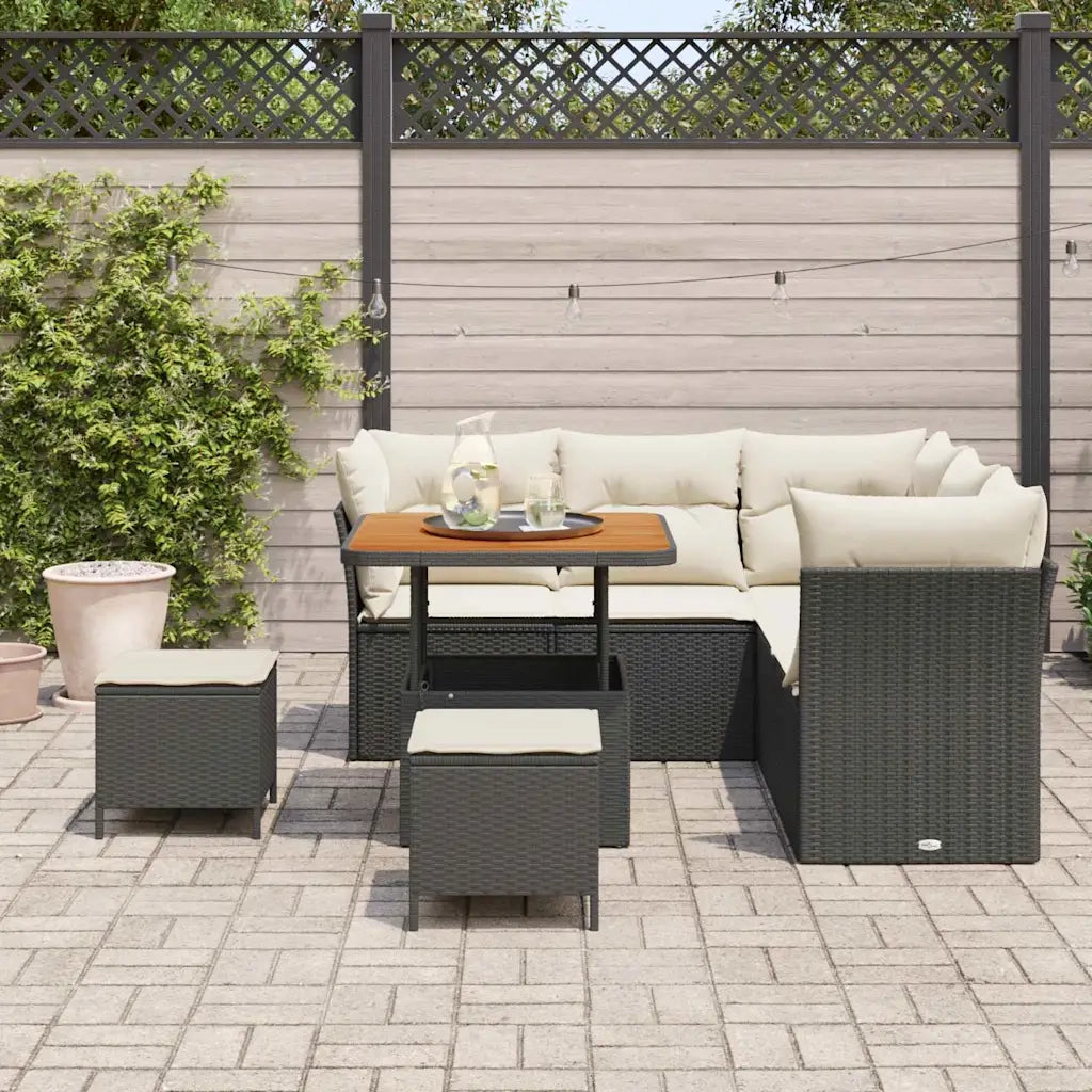 Set Divano da Giardino 8 pcs Nero polyrattan 3361480