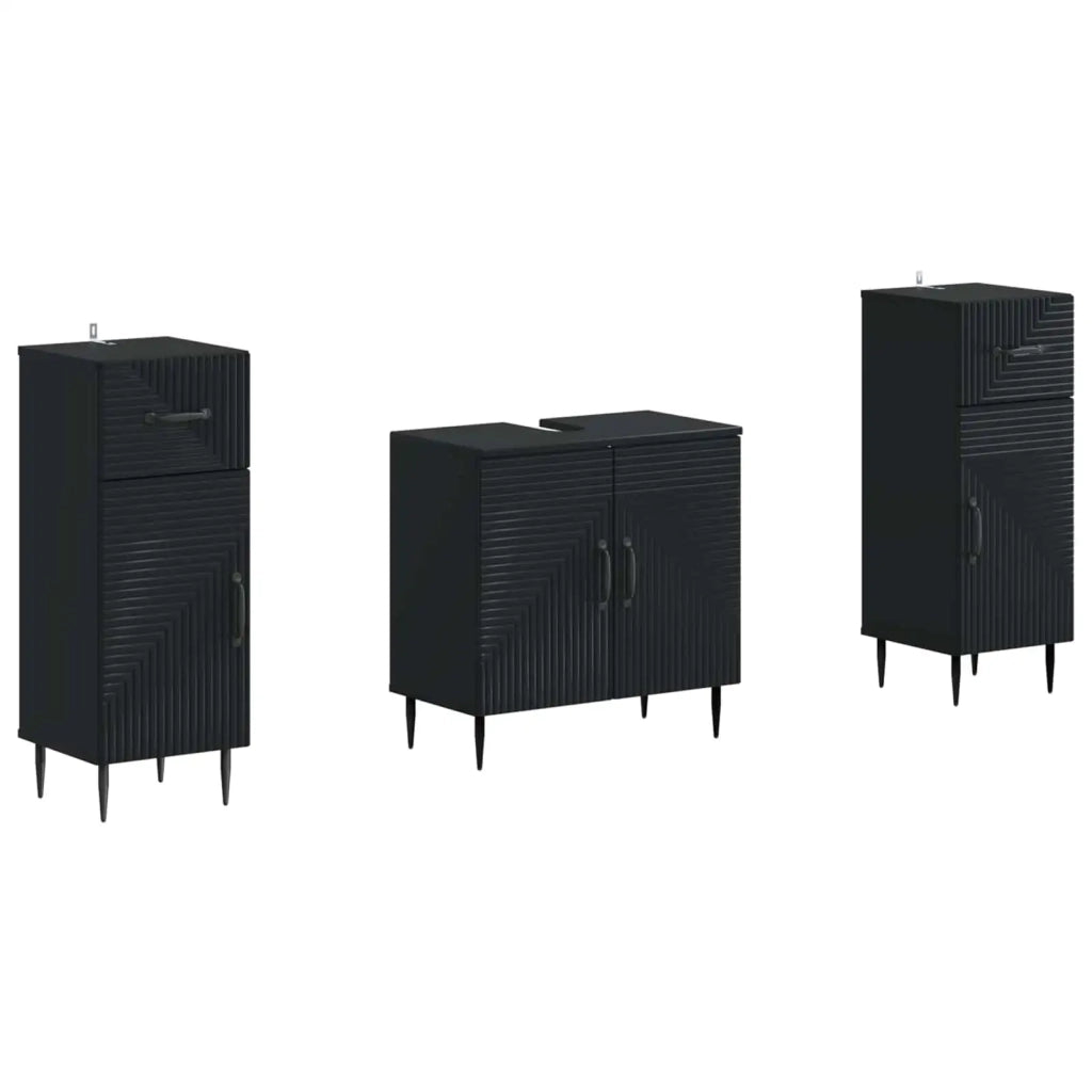 Set di Armadi da Bagno da 2 Pezzi HAARLEM Nero 3418018