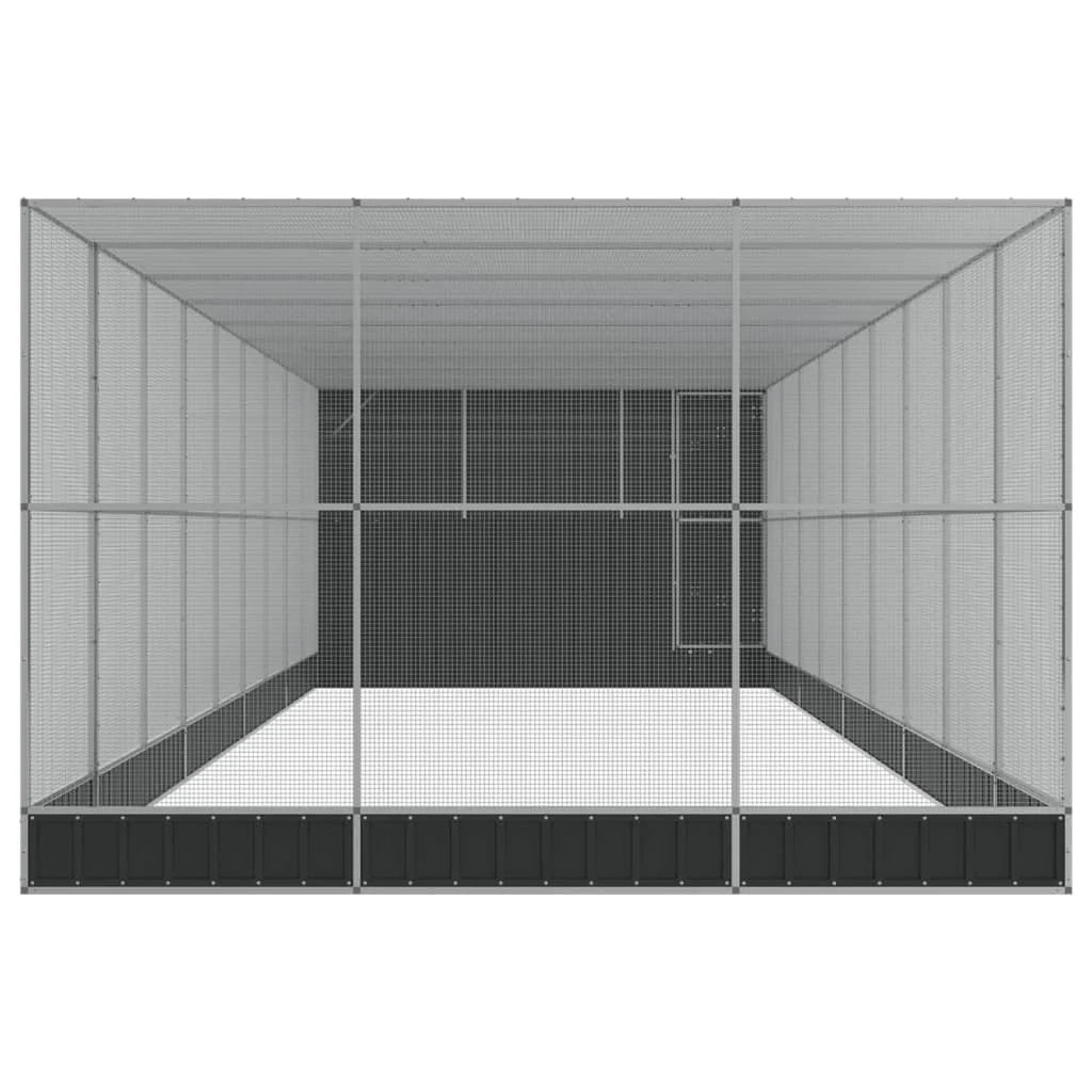 Voliera a gabbia con estensione in argento 1118 x 303 x 216 cm acciaio argento 02_0045645