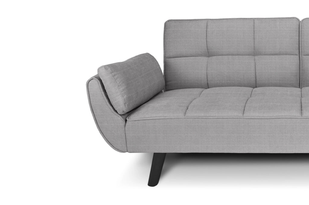 Divano letto clic clac in tessuto grigio chiaro piede nero - divano 3 posti - Ambra - DL-AM01FBC-PLN