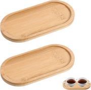 Due assi di servizio in legno - piccolo - bambù - piatto ovale per servizio - ciotola in legno per sottopiani - tè - caffè - torta - cosmetici - 17 x 8,2 x 1,02 cm