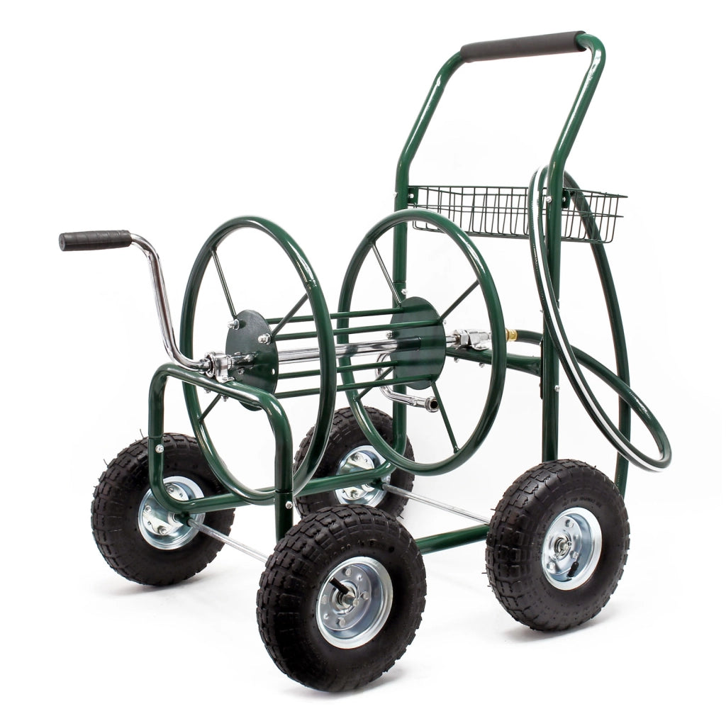 Carrello avvolgitubo da giardino con manovella, tubo non incluso, per tubi da 16mm (5/8″) lunghi max 76m, ruote 25cm