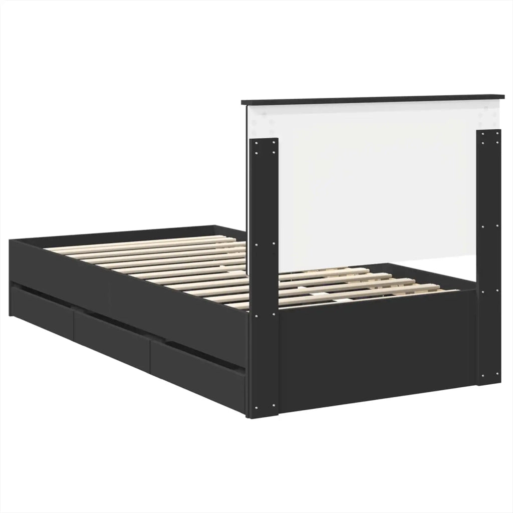 Struttura del letto-Giroletto Nero 100 x 200 cm Legno Ingegnerizzato 223840