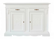 Credenza legno 2 porte 2 cassetti legno shabby bianco 170x55x123 - Mobili 2G