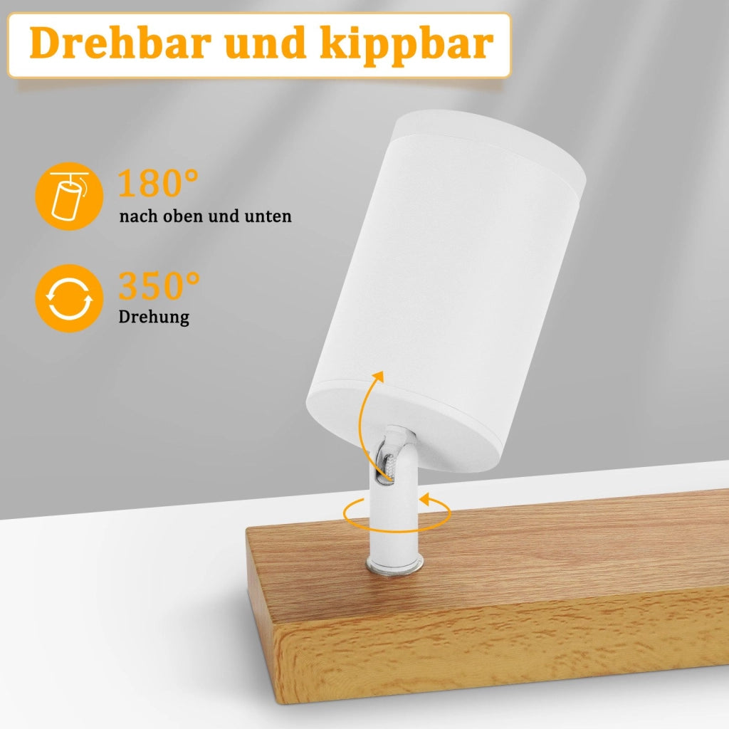 ZMH Faretto da soffitto 4 luci GU10 legno acrilico orientabili 350° per soggiorno