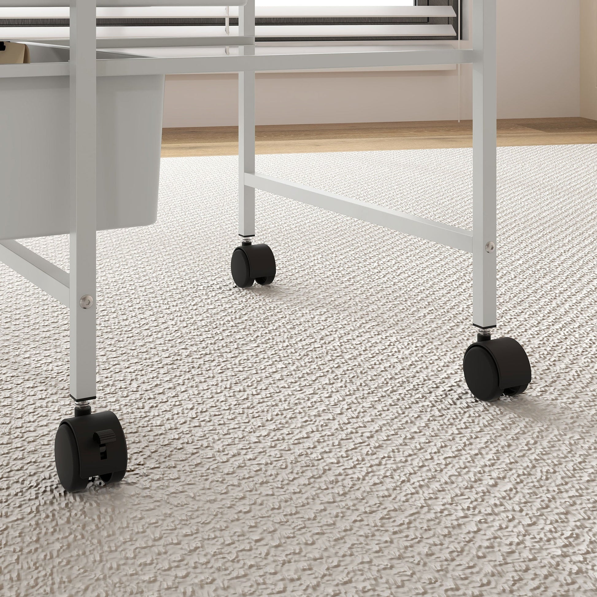 Carrello Multiuso con 3 Cestini Estraibili e Ruote 40,8x33,5x60,5 cm in Acciaio e PP Bianco
