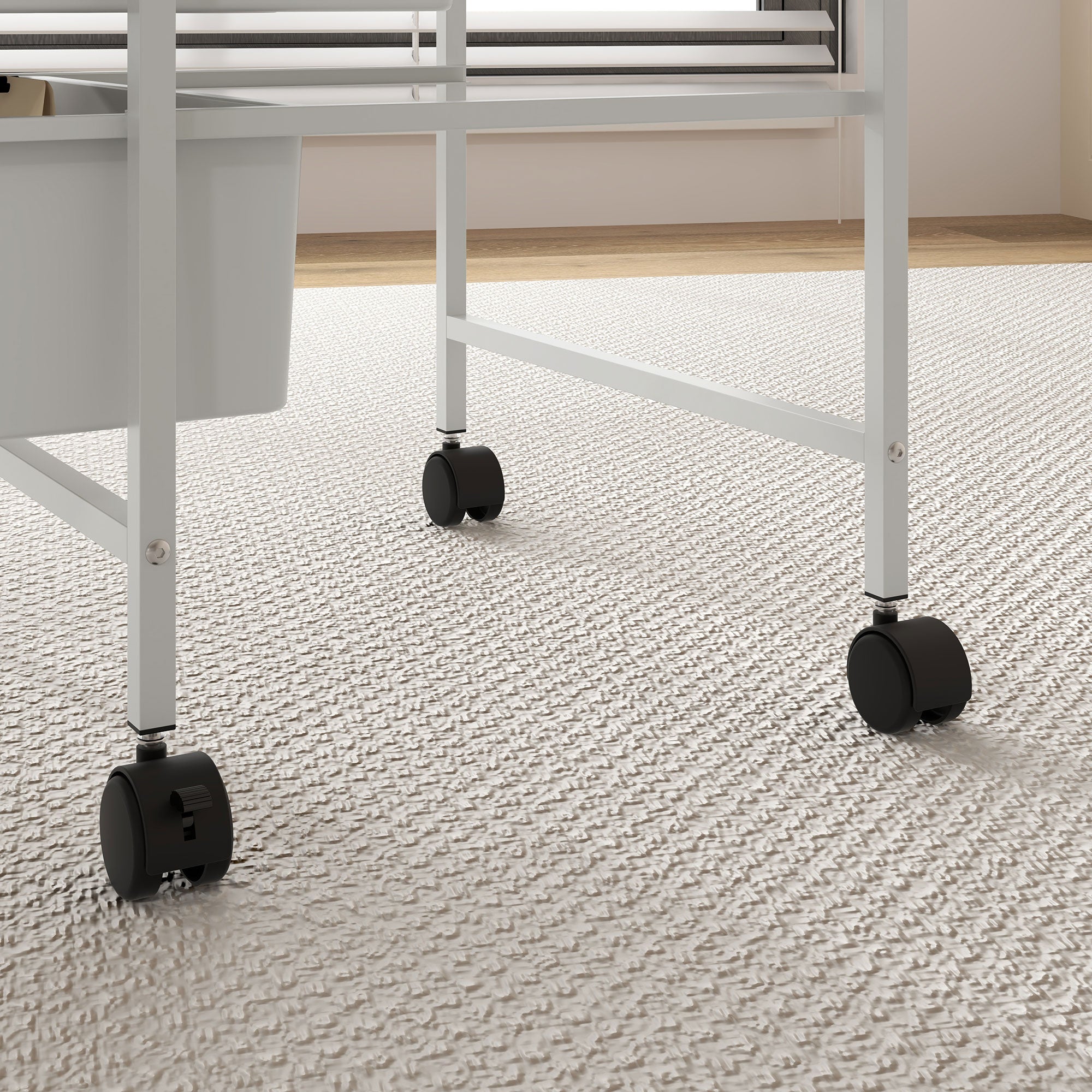 Carrello Multiuso con 3 Cestini Estraibili e Ruote 40,8x33,5x60,5 cm in Acciaio e PP Bianco