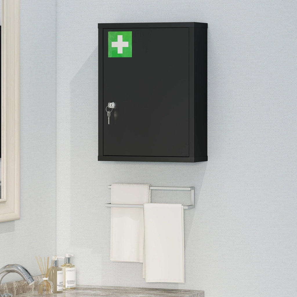 Armadietto a muro con serratura ¨C zephmum ¨C 40x15x53.5 cm, nero