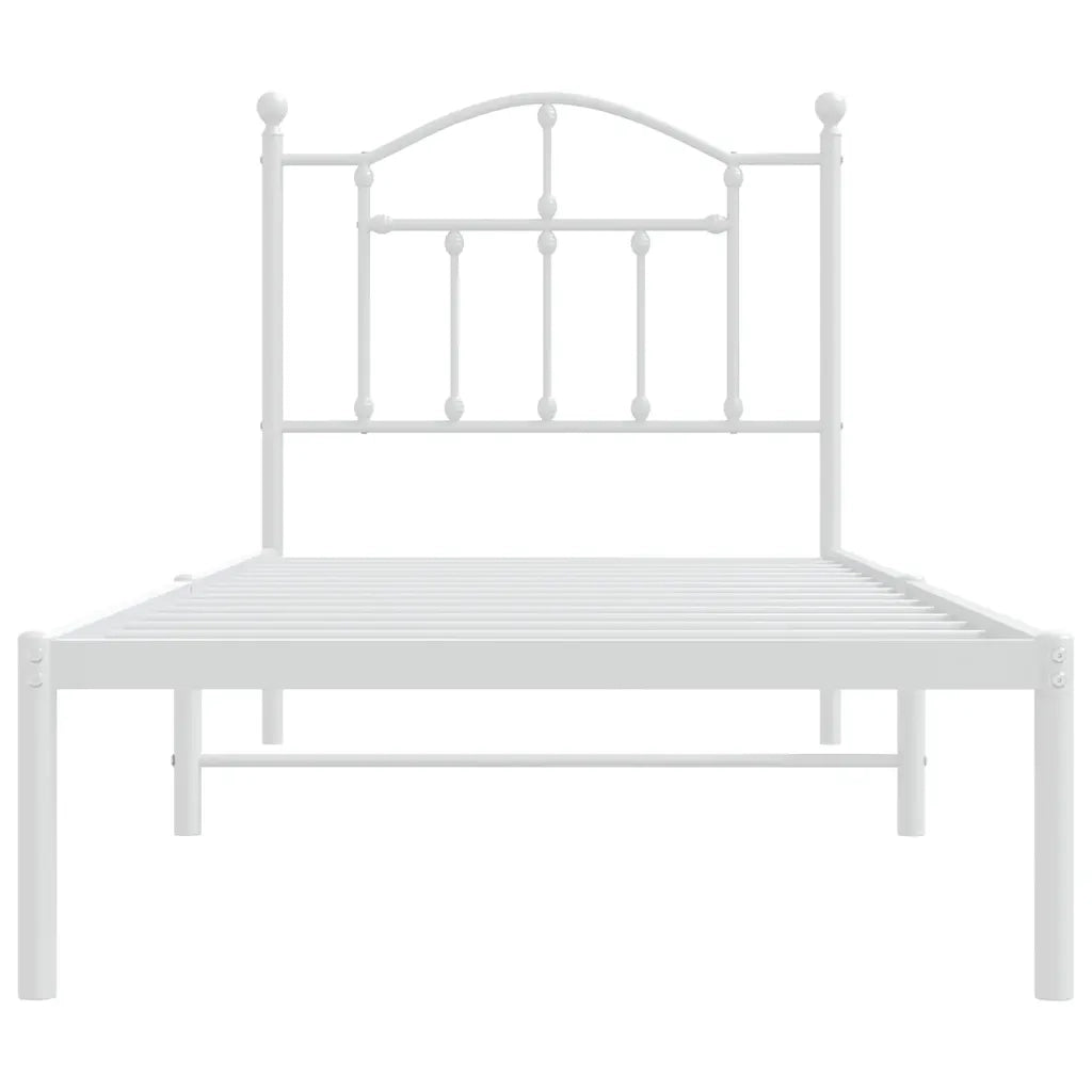 Letto singolo | Letto per adulti | Giroletto con Testiera Metallo Bianco 90x200 cm