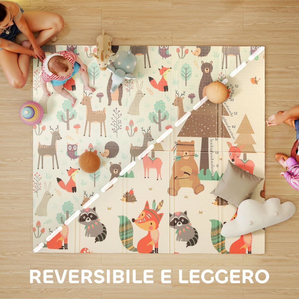 Tappeto Morbido per Bambini 196x176x1,5 cm Superficie Impermeabile in XPE a Tema Foresta