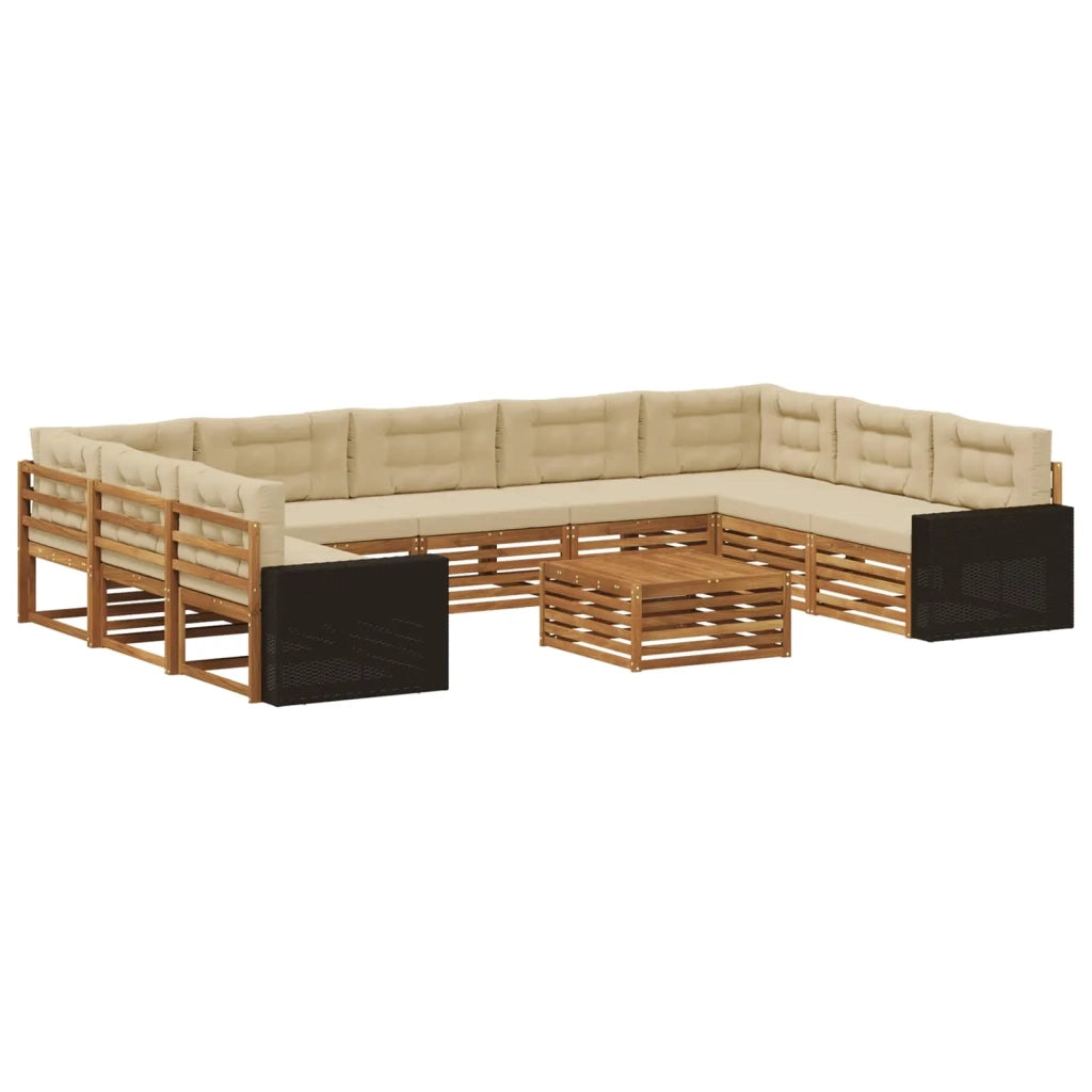 Set di divani da esterno 10 pz Naturale e Beige 3383876