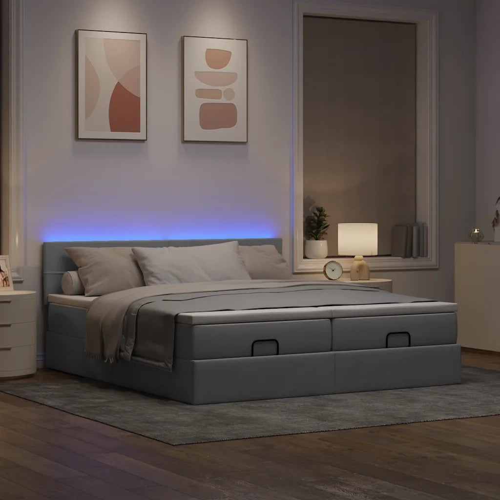 Struttura Letto Pouf con Materassi 200x200 cm in Tessuto 3312850