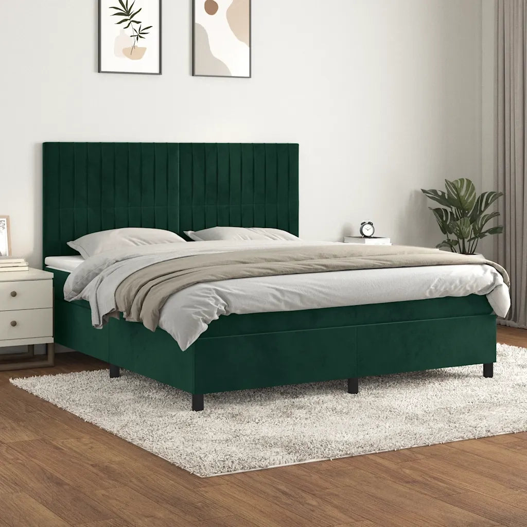 Giroletto a Molle con Materasso Verde Scuro 180x200 cm Velluto 3143160