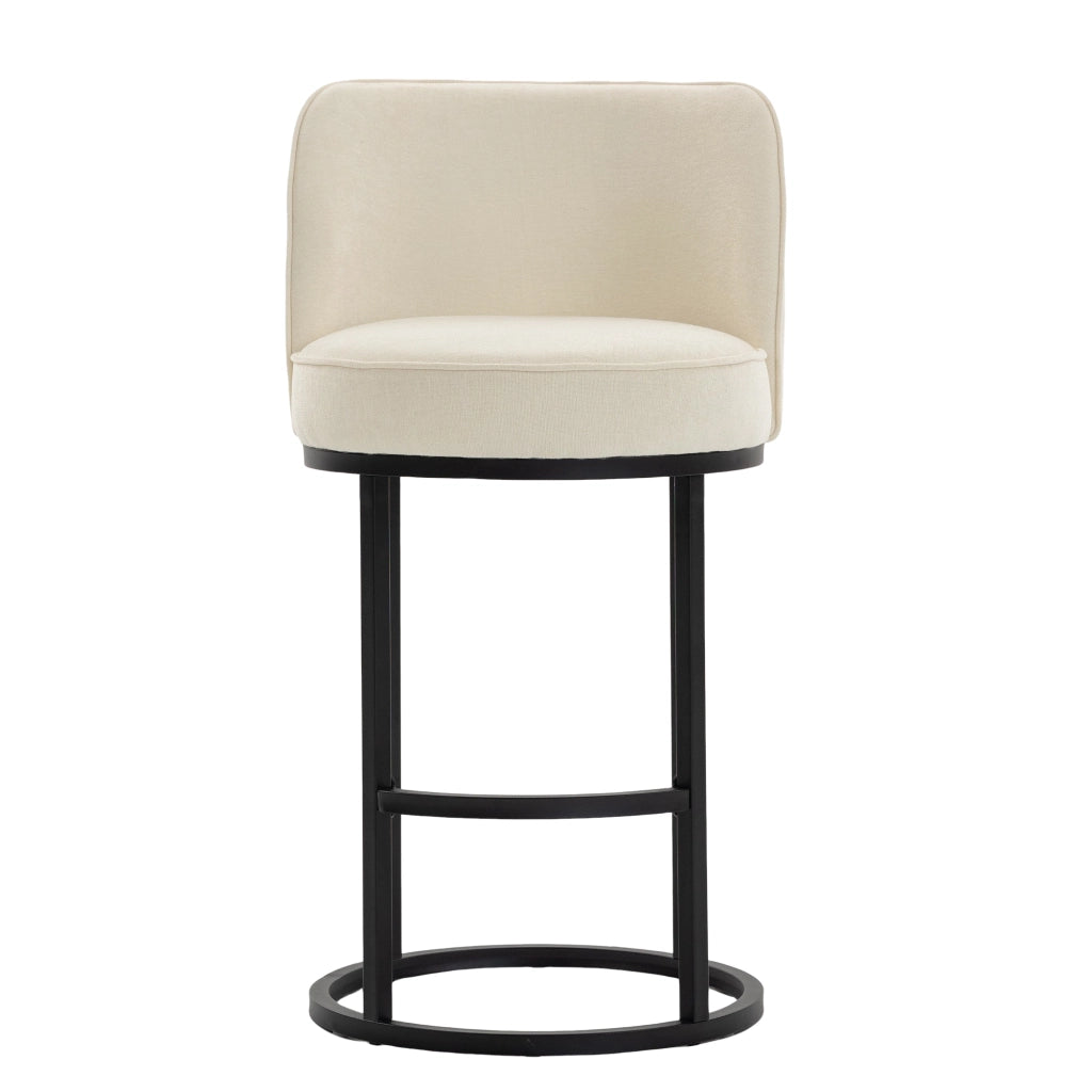 Sgabelli da Bar Set 2 Pezzi ¨C MINIMAL ¨C Seduta Imbottita in Tessuto, Gambe in Metallo Nero