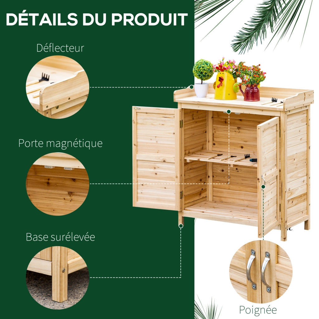 Armadio da giardino per attrezzi ¨C zephmum ¨C legno di abete massello, 83x40x92 cm