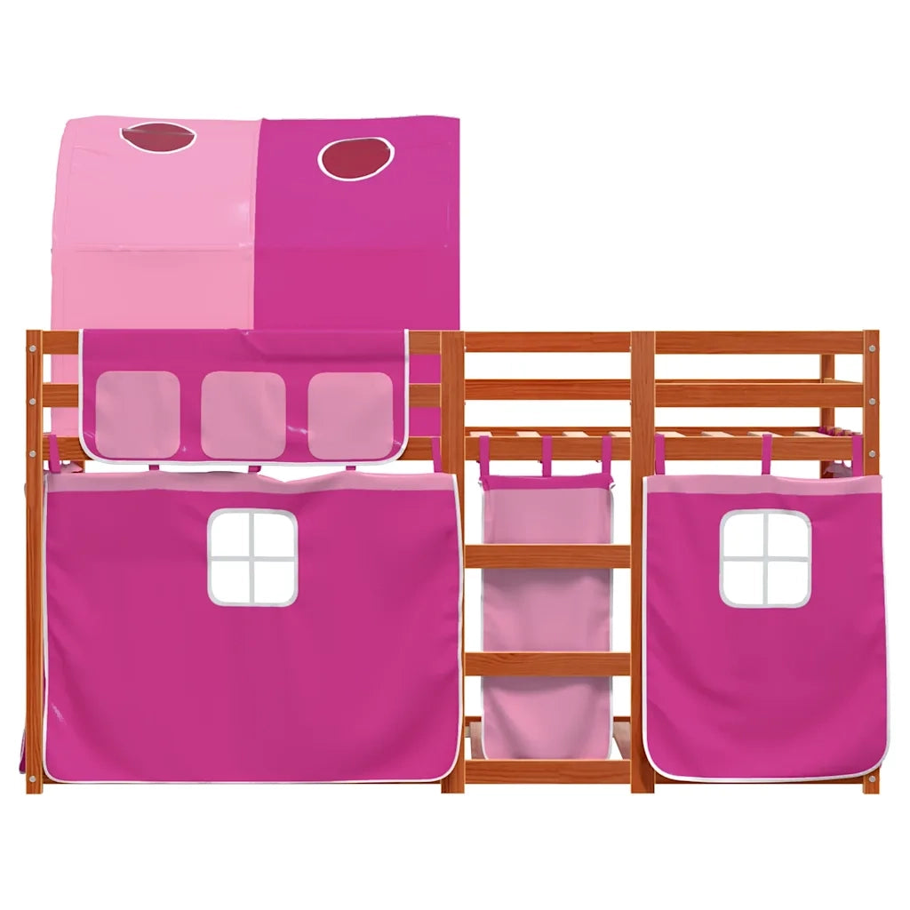 Letto a Castello senza Materasso Rosa 80x200 cm Legno di Pino