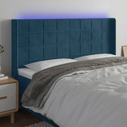 Testiera a LED Blu Scuro 203x16x118/128 cm in Velluto 3124118
