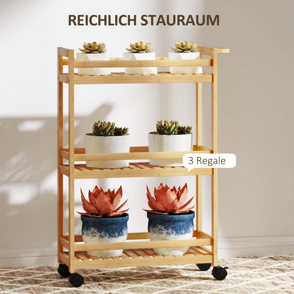 Carrello da cucina 3 ripiani ¨C Xylo ¨C bamb¨´ con protezione anti-caduta 55x20x75 cm