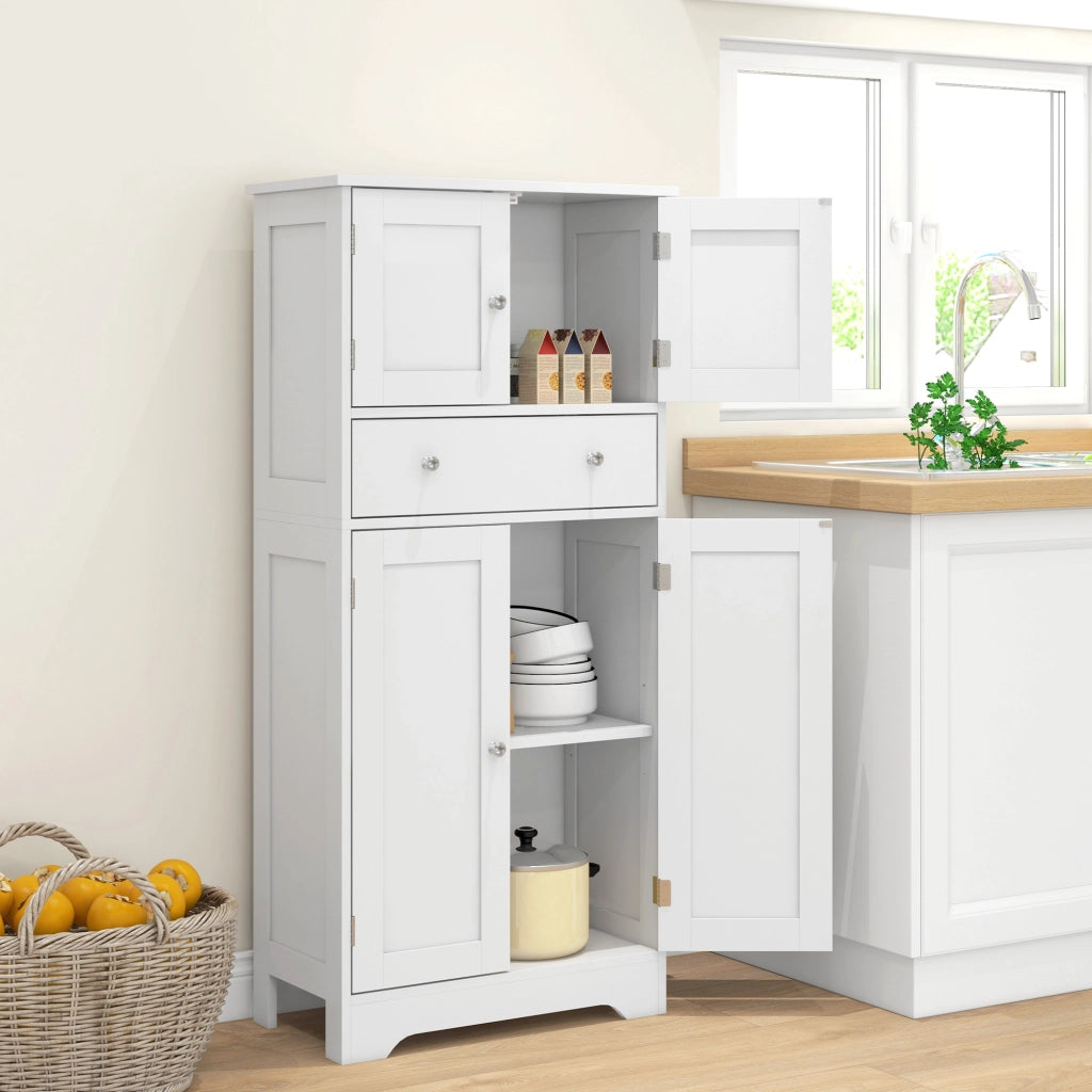 Armadio Cucina con Ante, Ripiani Regolabili e Cassetto ¨C Zephmum ¨C Bianco 60x30x128 cm