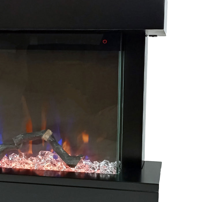 Camino Elettrico da Parete o Incasso Alaro Plus 127x18x52 cm Effetto Fiamma Telecomando in MDF Nero