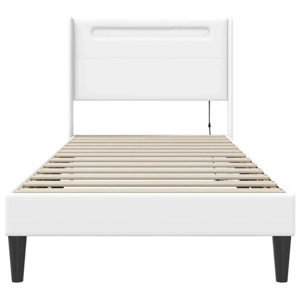 Struttura del letto con testiera Bianco 90 x 200 cm Similpelle
