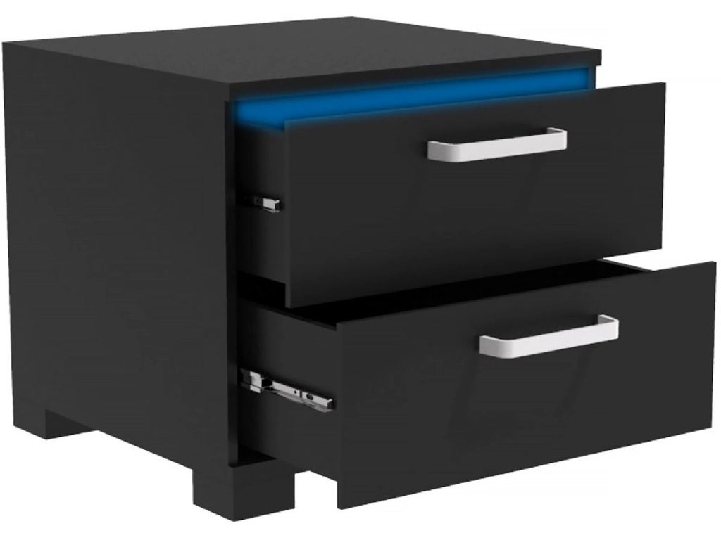 Comodino a LED "Karina" - 41 x 38 x 41,5 cm - Nero