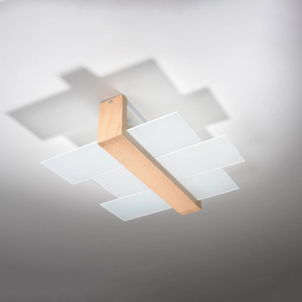 Plafoniera REBIRD 2 Pure Lume legno naturale bianco 2xE27