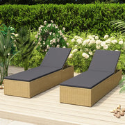 Lettino Prendisole in Polyrattan Marrone e Grigio Scuro cod mxl 23064