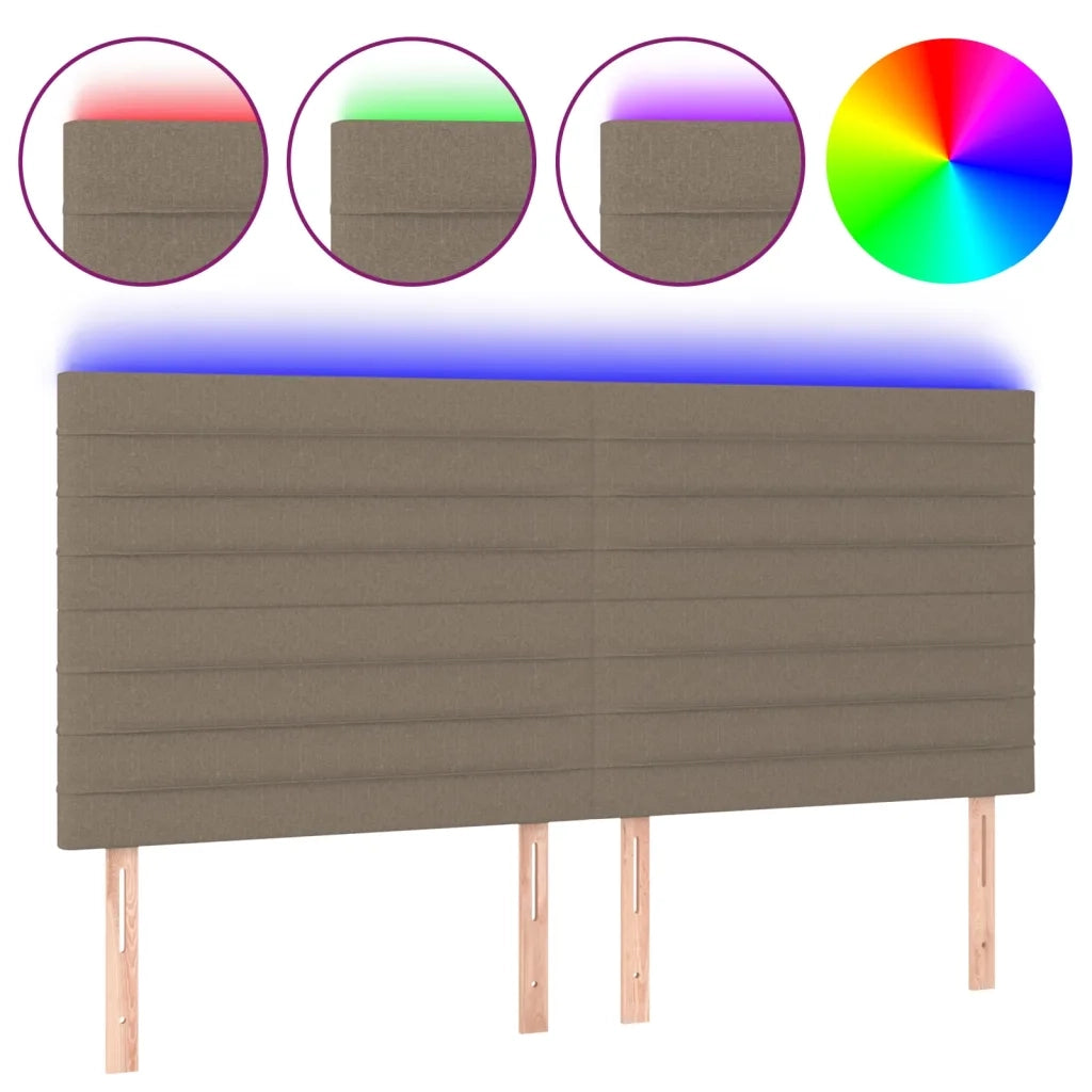 Testiera | Testata a LED Tortora 180x5x118/128 cm in Tessuto